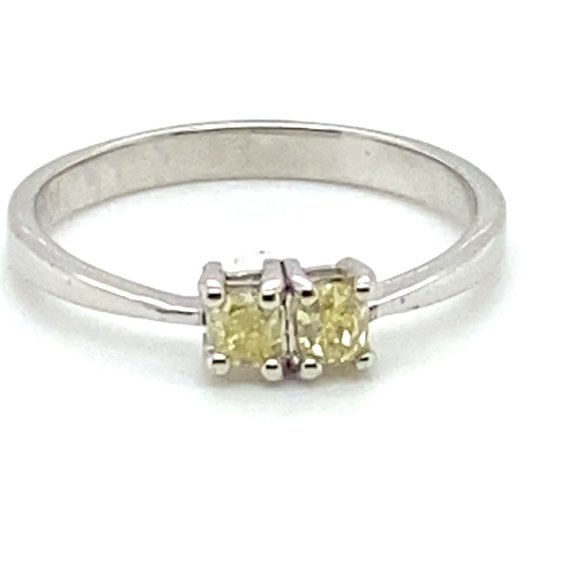 Fancy Yellow Diamonds .25ct Solid 14K White Gold Ring - Picture 4 of 7